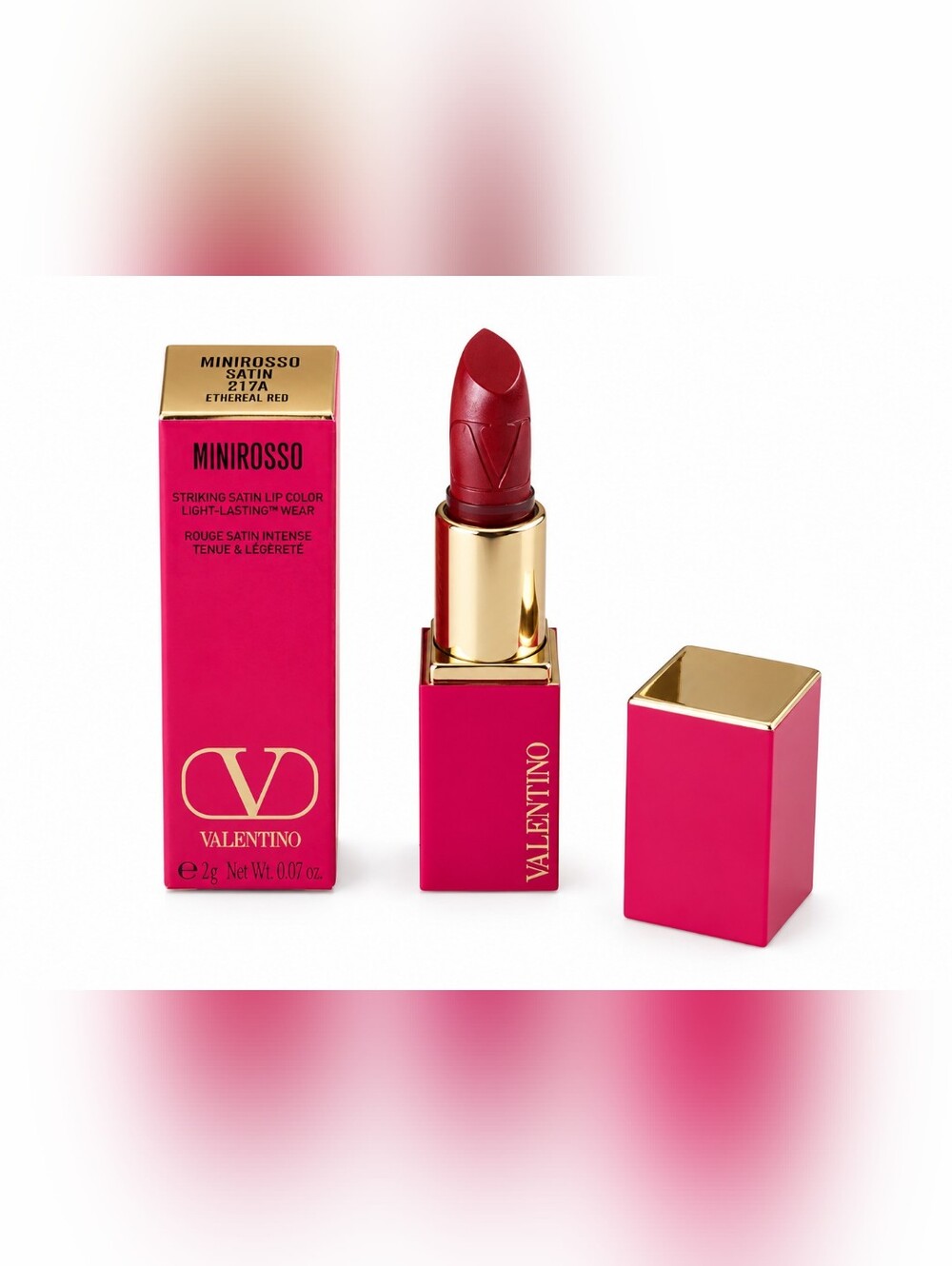 Valentino Minirosso Satin Lipstick 217A Ethereal Red Mini Size NIB Luxury Beauty